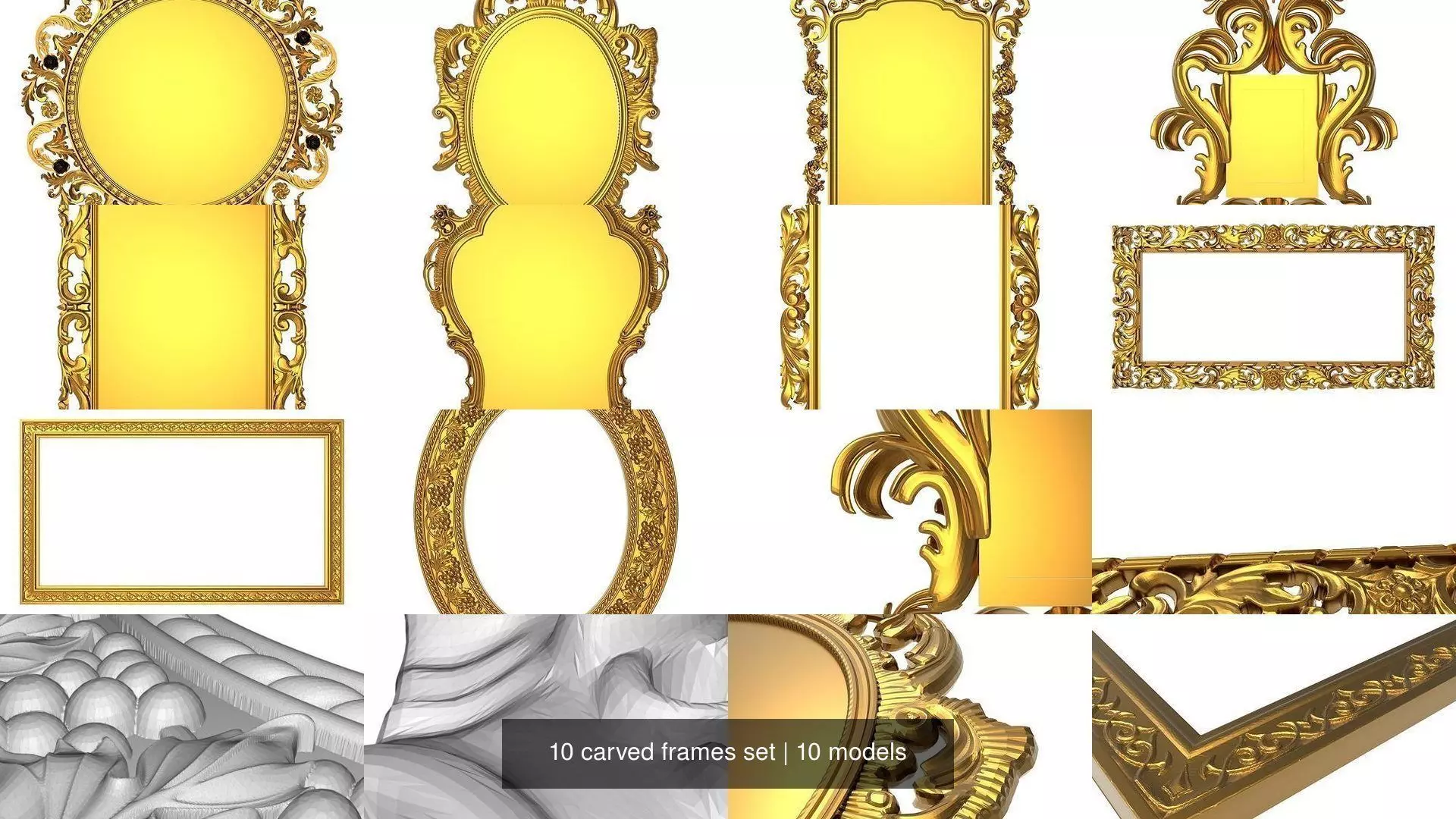 10 carved frames set 3D Model Collection_0