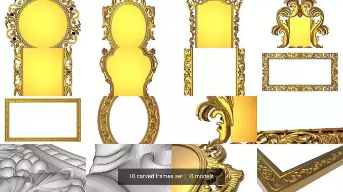 10 carved frames set 3D Model Collection