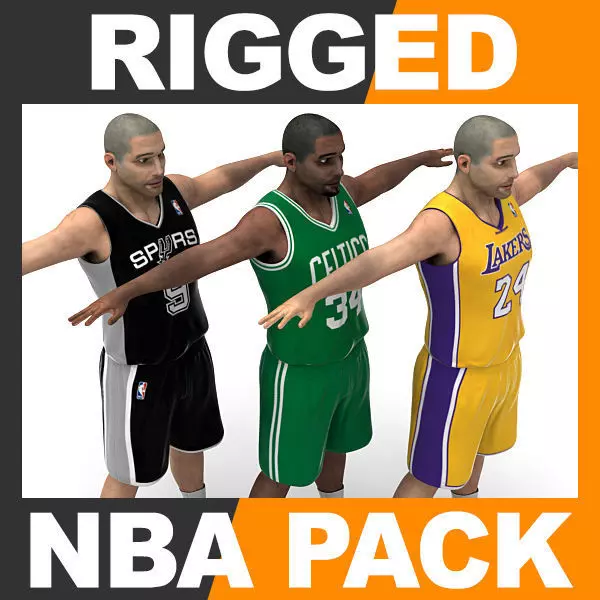 Rigged Basketball Players - NBA Pack 3D model_0