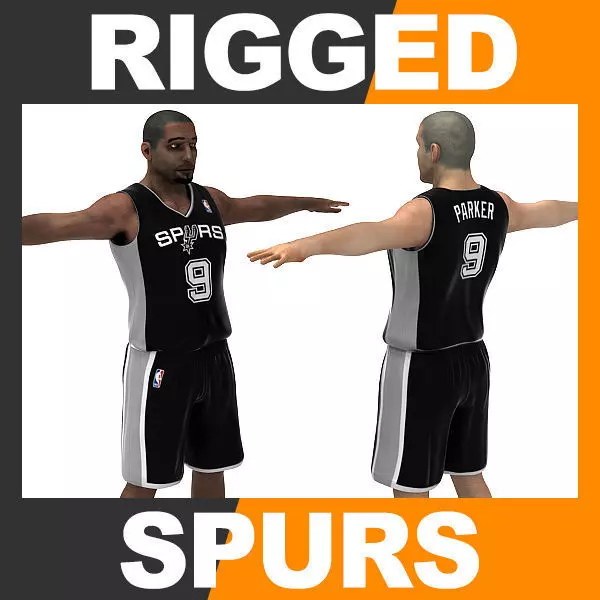 Rigged Basketball Player - San Antonio Spurs 3D model_0