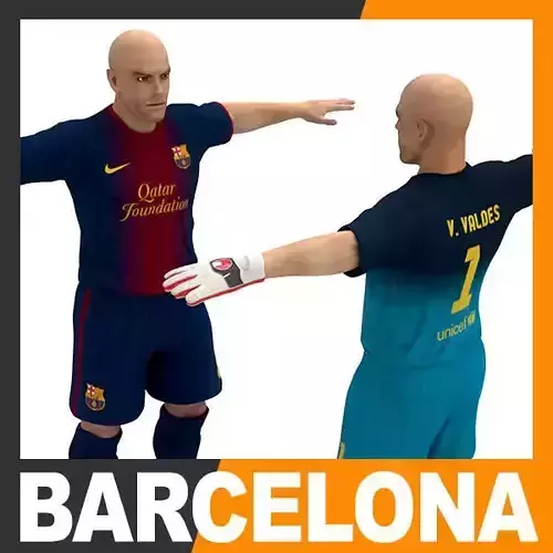 Football Player and Goalkeeper - FC Barcelona 3D model