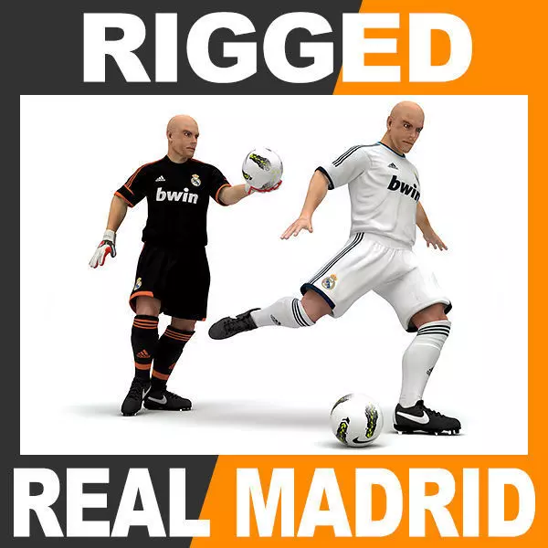 Rigged Football Player and Goalkeeper - Real Madrid CF 3D model