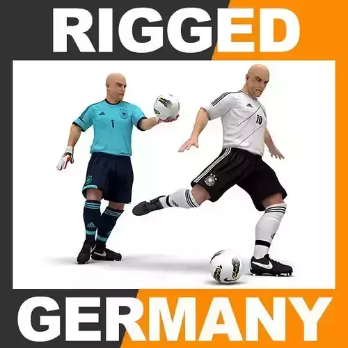 Rigged Football Player and Goalkeeper - Germany National Team 3D model