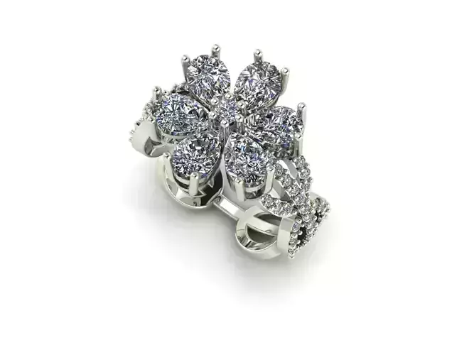 Pear Stone Flower ring