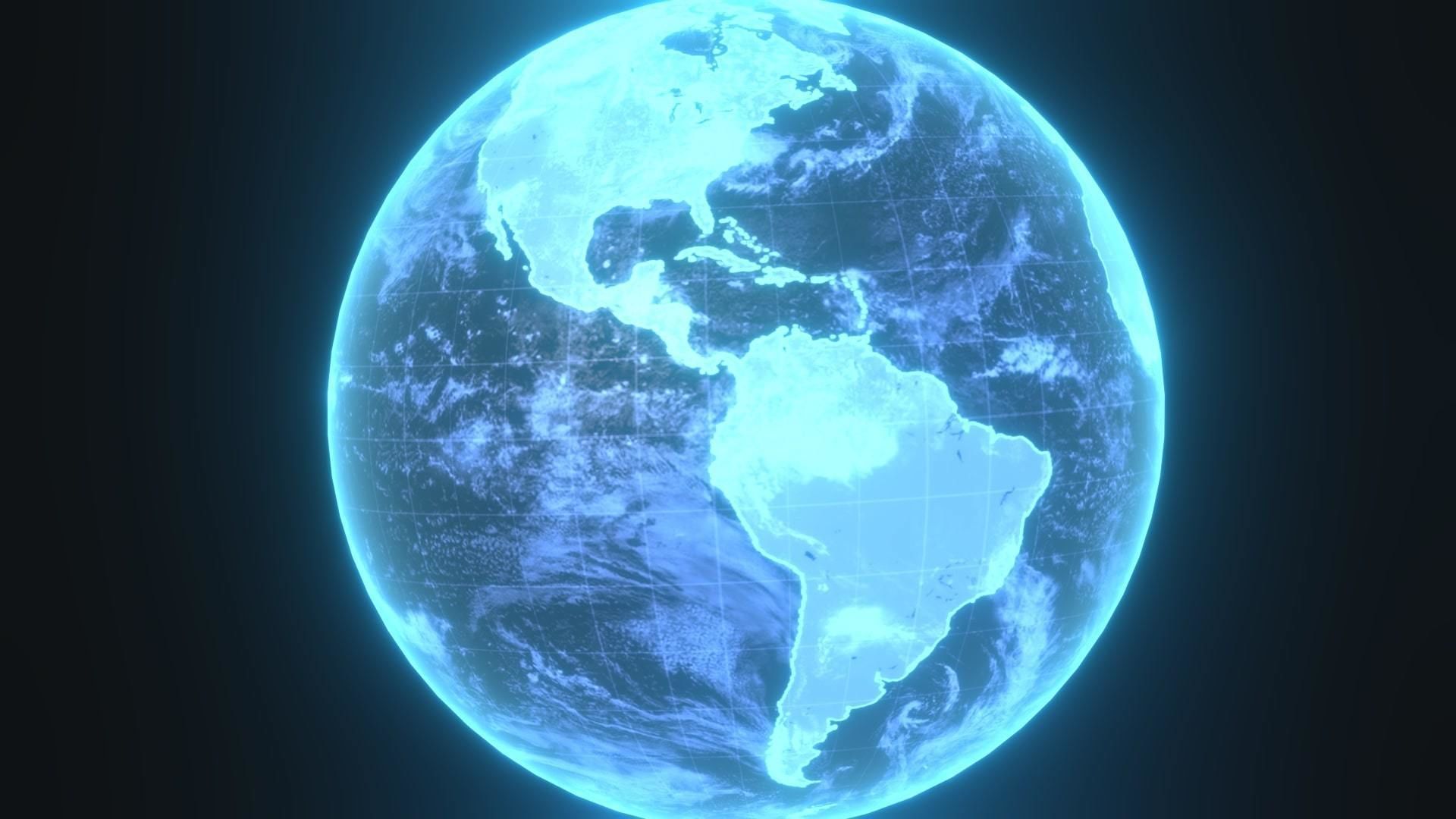 Planet Earth Hologram Sci-Fi 3D Model Low-poly 3D model_8