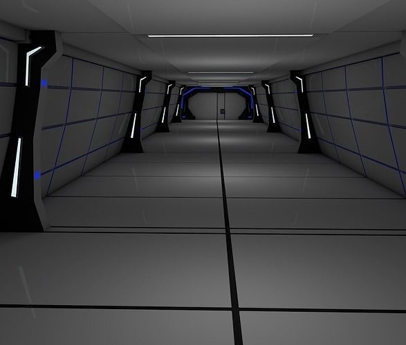 sci fi corridor 3D model