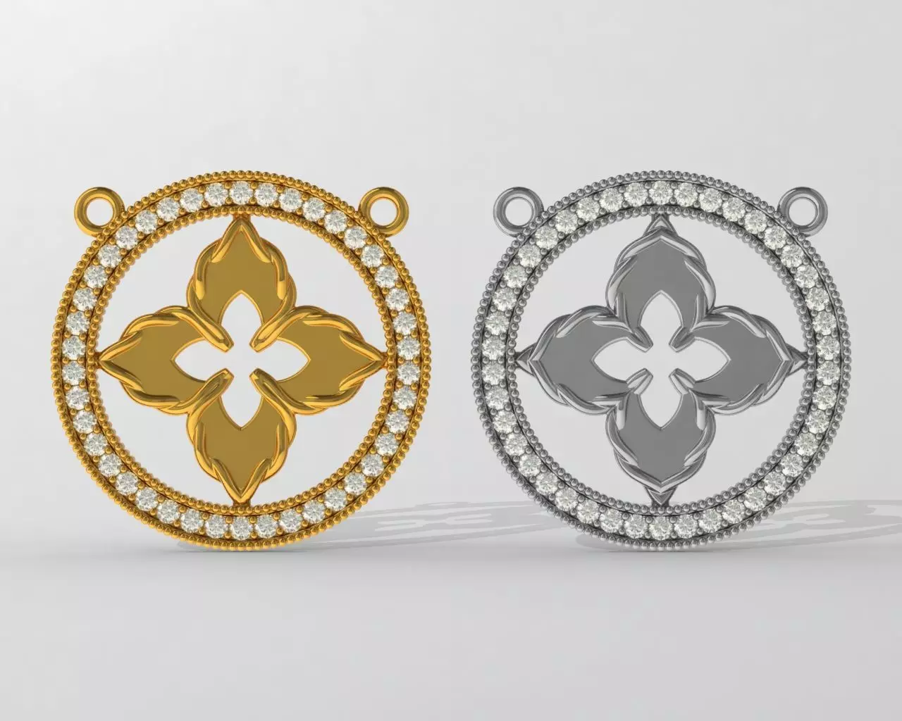 Braided flower diamond circle pendant 3D print model