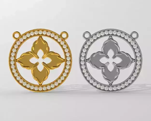 Braided flower diamond circle pendant