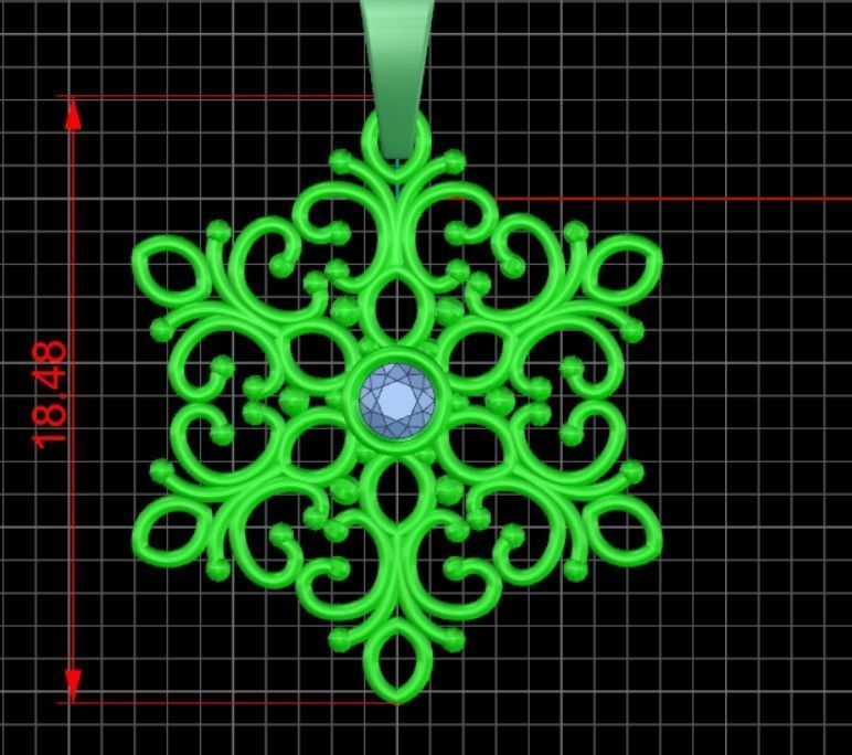 snowflake pendant 3D print model_7