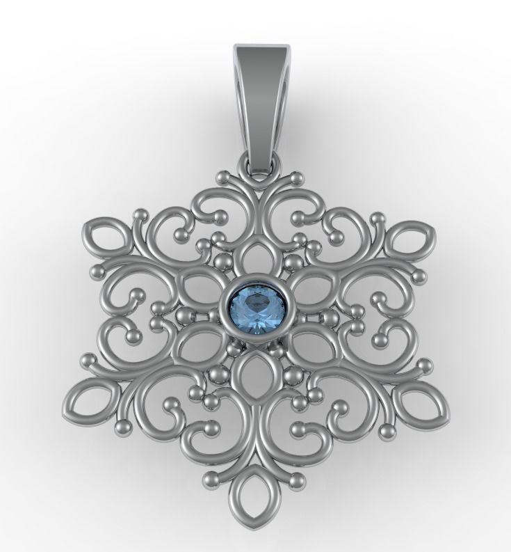snowflake pendant 3D print model_5