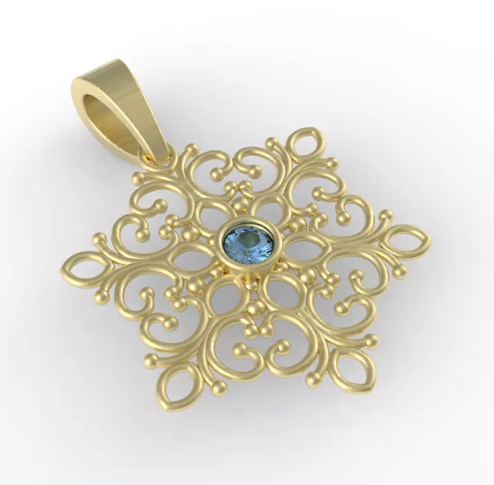 snowflake pendant 3D print model_0
