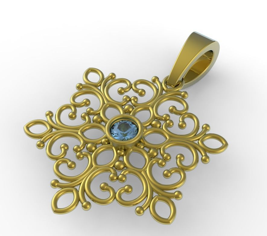snowflake pendant 3D print model_2