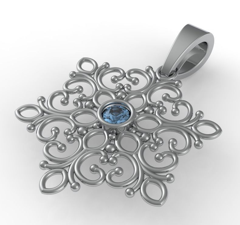 snowflake pendant 3D print model_4