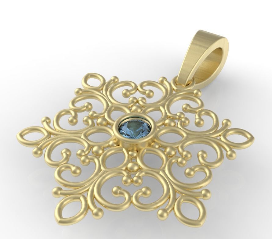 snowflake pendant 3D print model_3