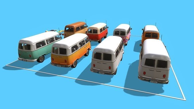 Volkswagen Van Asset Pack Variations Low-poly 3D model 4