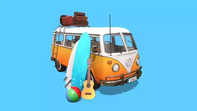 Volkswagen Van Asset Pack Variations Low-poly 3D model