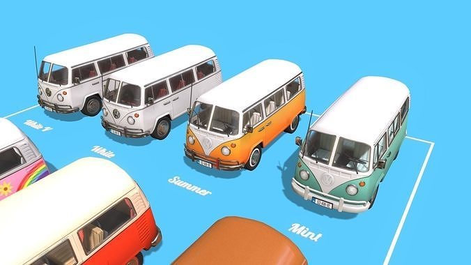 Volkswagen Van Asset Pack Variations Low-poly 3D model 3