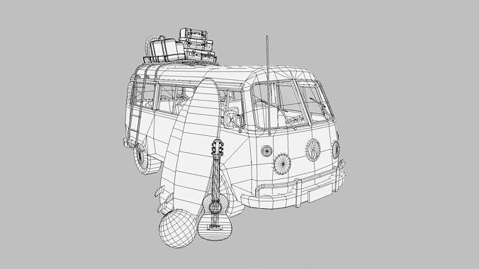 Volkswagen Van Asset Pack Variations Low-poly 3D model 6