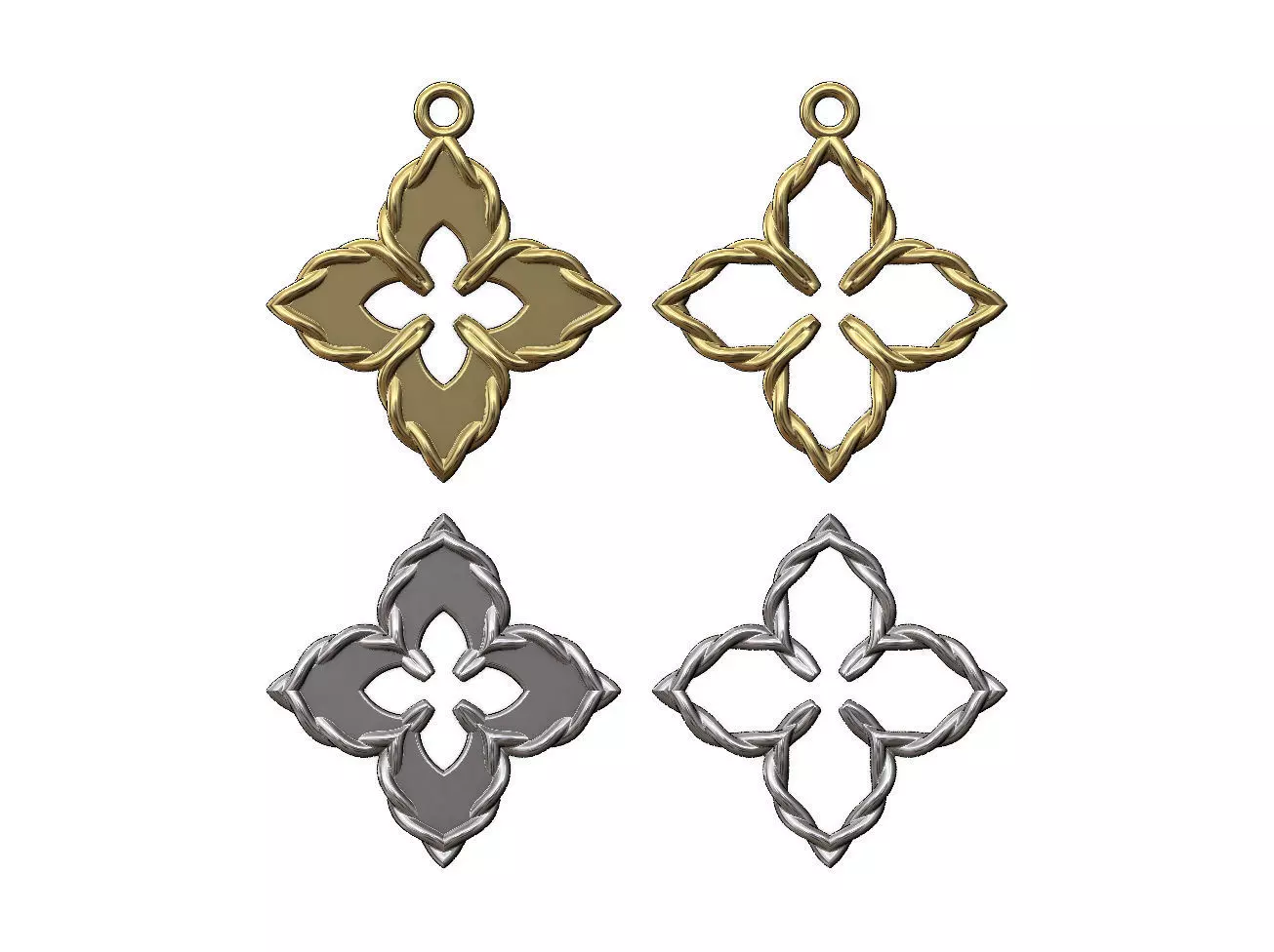 Braided wire flower charms and pendants 3D print model