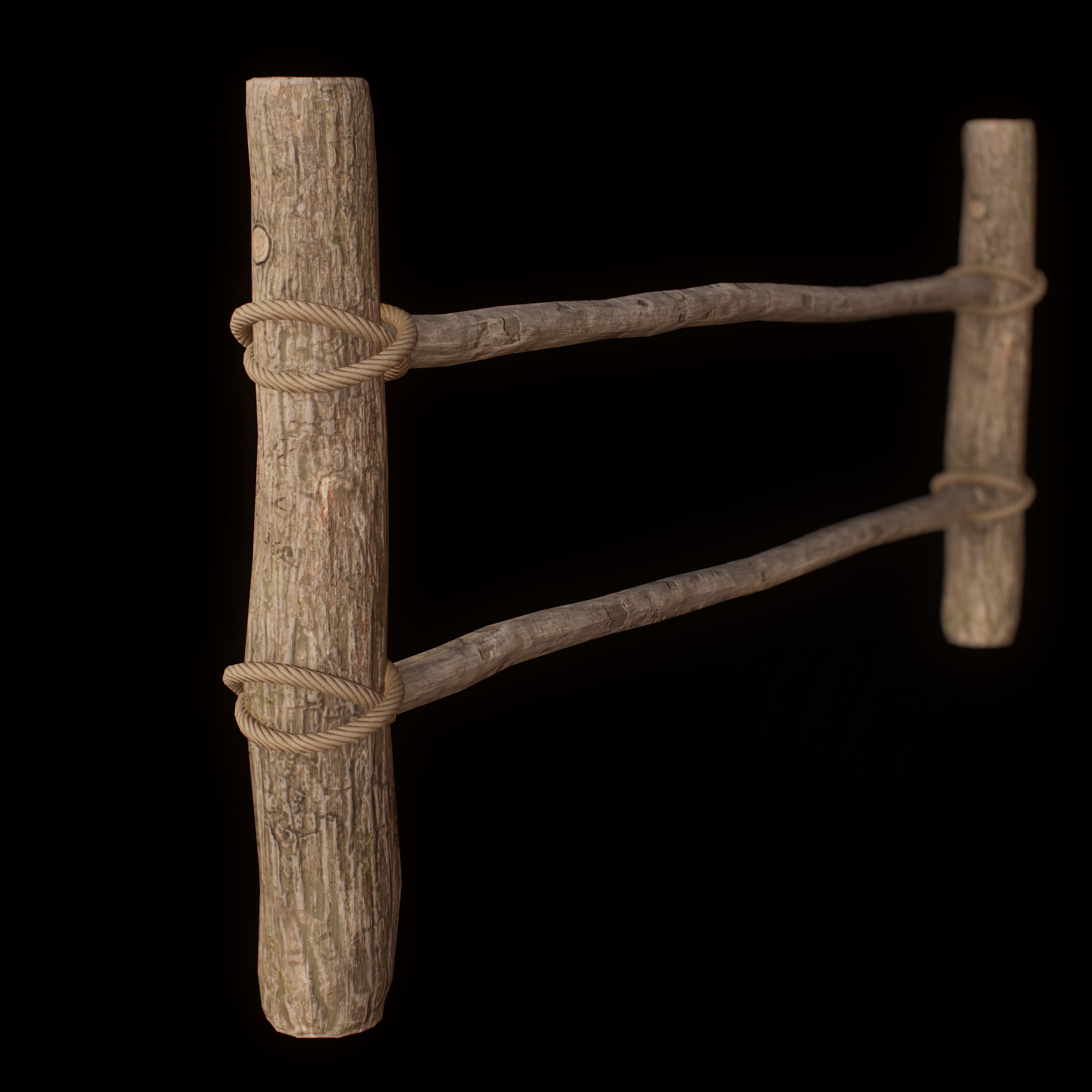 Modular High Wooden Fence Low-poly 3D model Low-poly 3D model_3