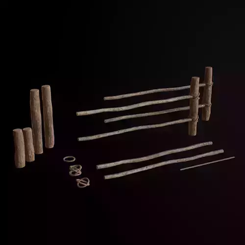 Modular High Wooden Fence Low-poly 3D model Low-poly 3D model