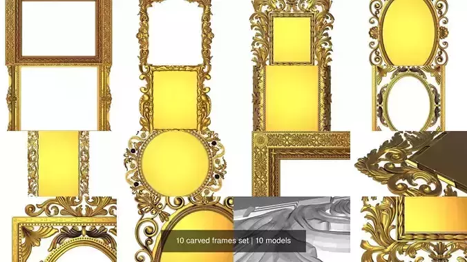 10 carved frames set 3D Model Collection