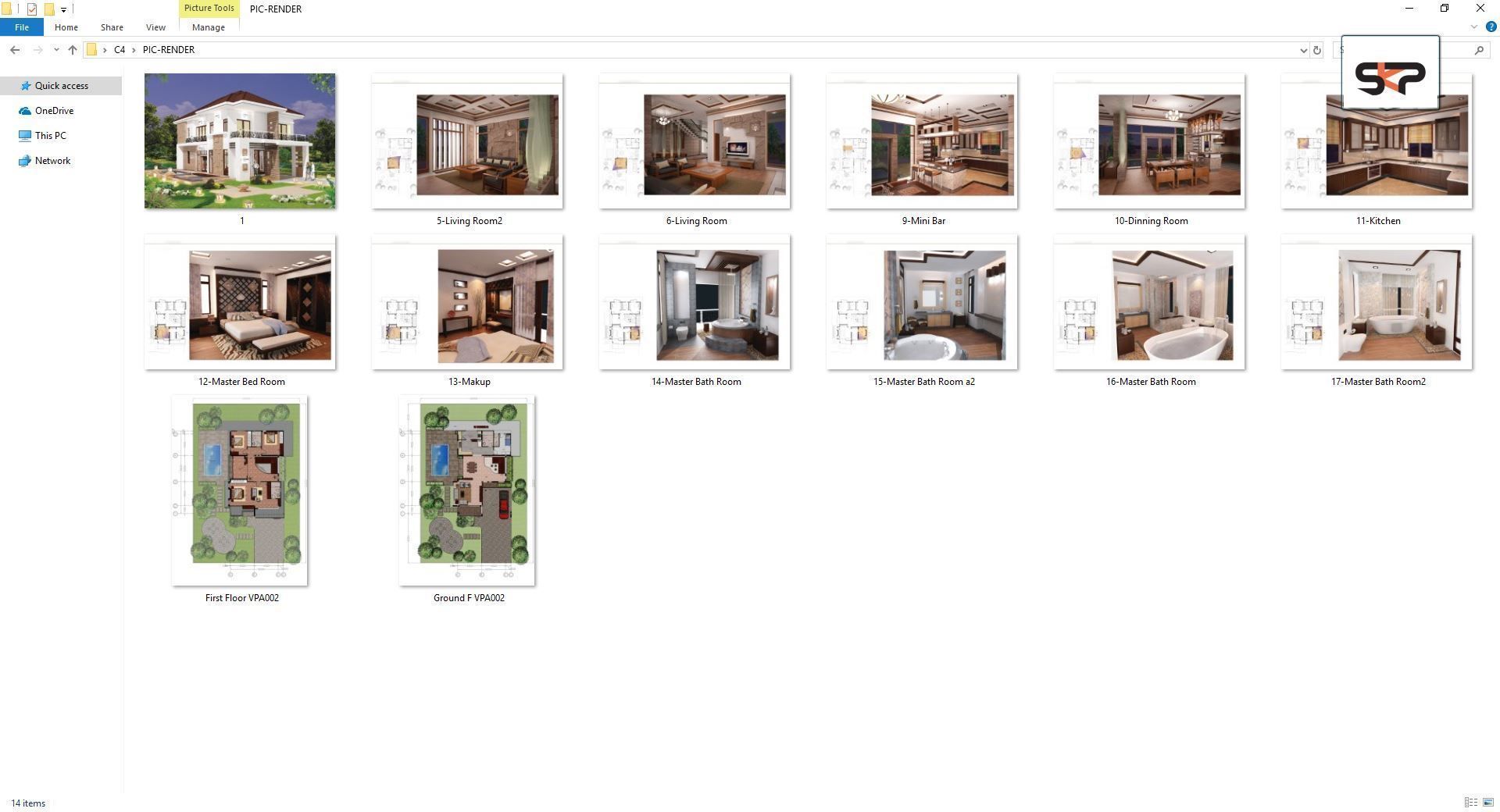 Villa C4 - 2d dwg pdf render - without 3d 3D model_3