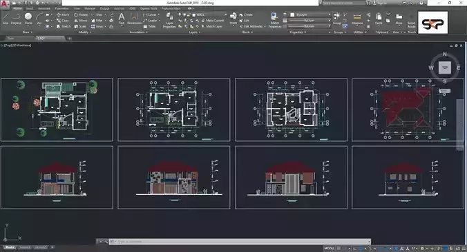 Villa C4 - 2d dwg pdf render - without 3d 3D model