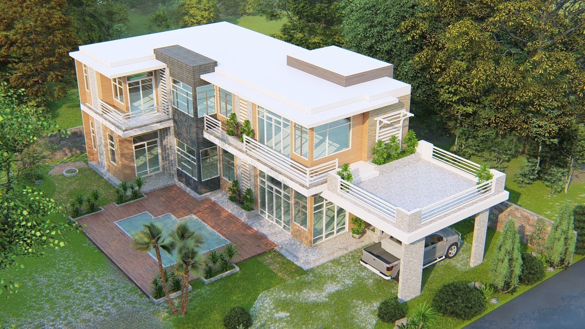 Villa C5 - Sketchup dwg lumion render picture 3D model_13