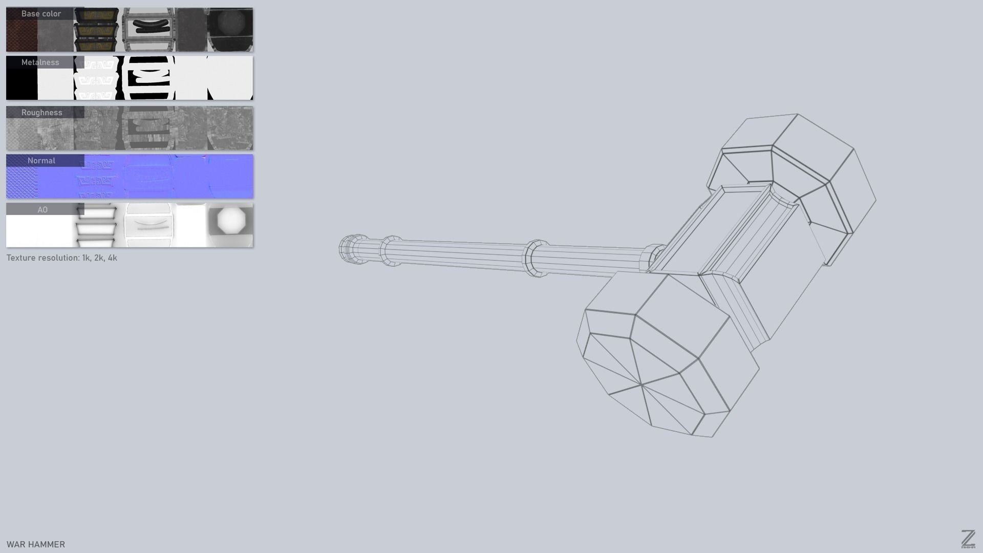 War Hammer Low-poly 3D model_2