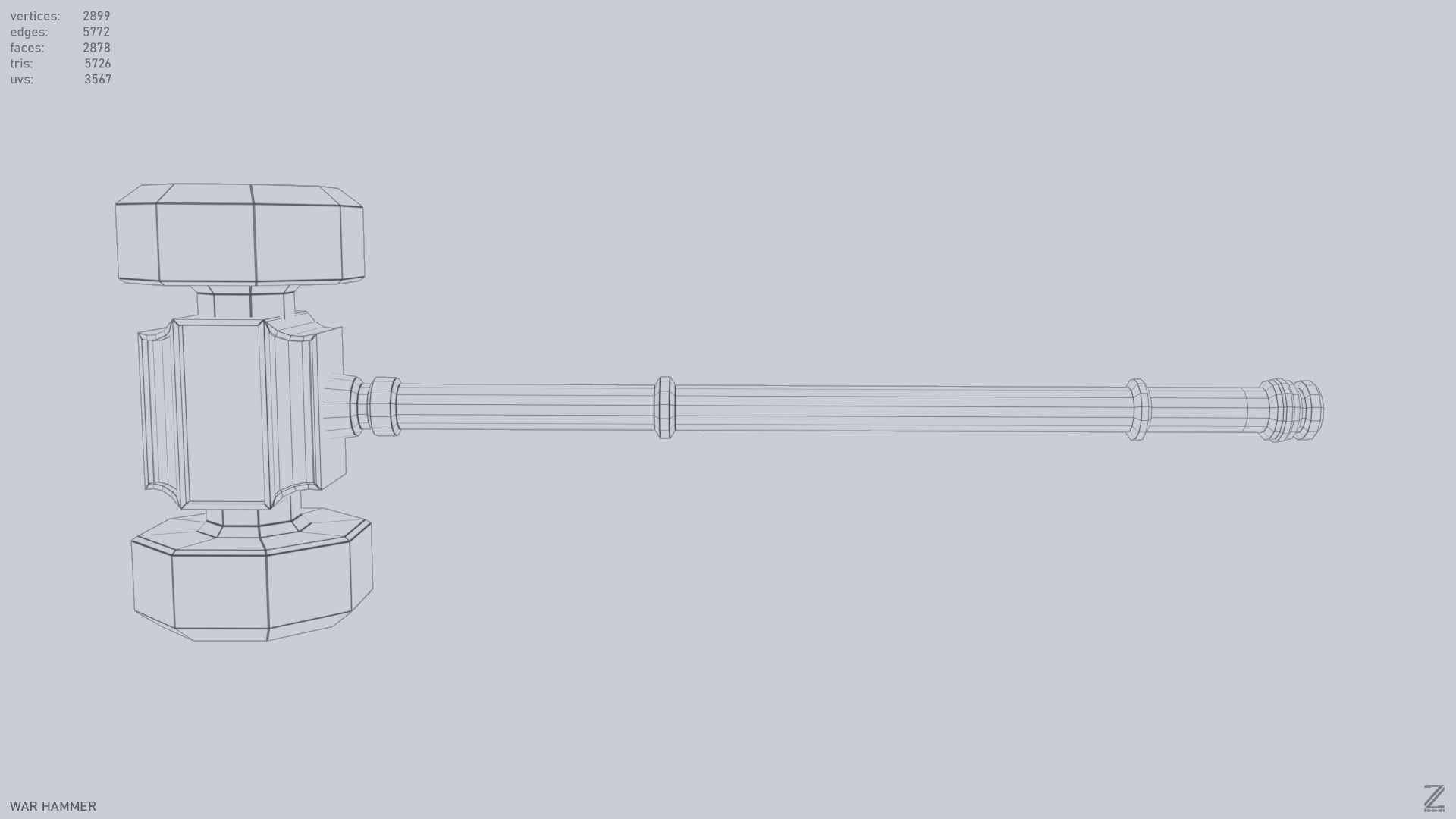 War Hammer Low-poly 3D model_10