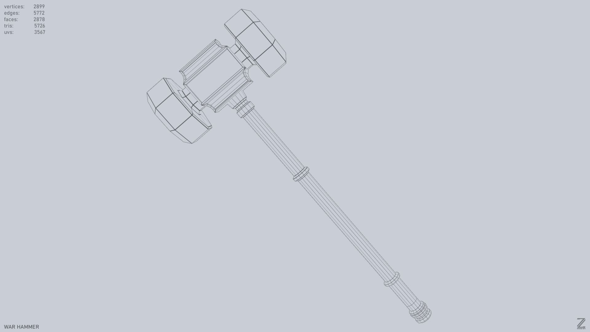 War Hammer Low-poly 3D model_9