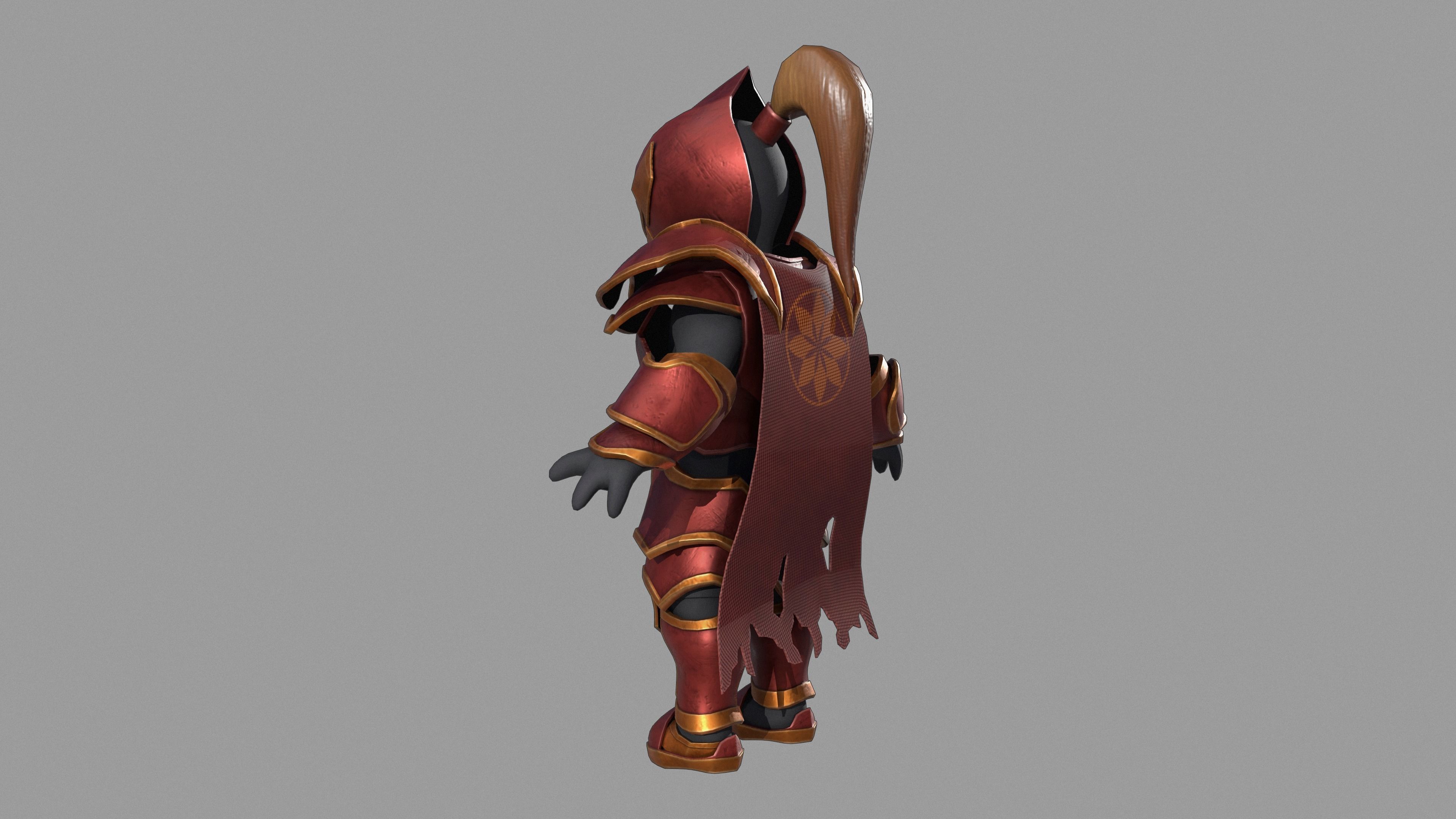 Warrior knight in armor Low-poly 3D model_1