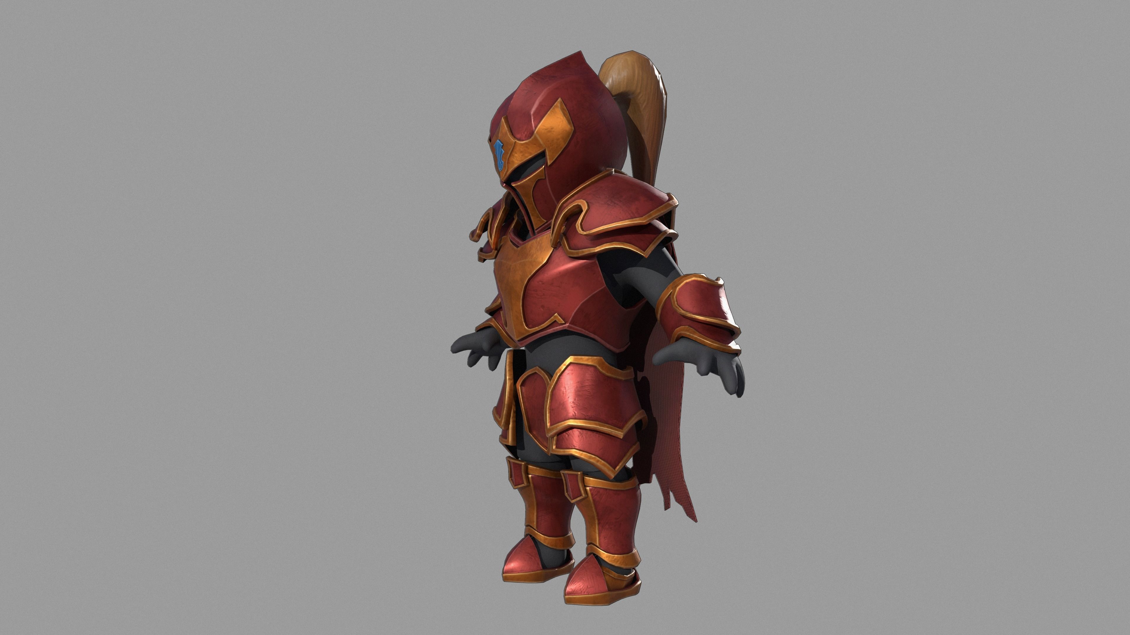Warrior knight in armor Low-poly 3D model_5