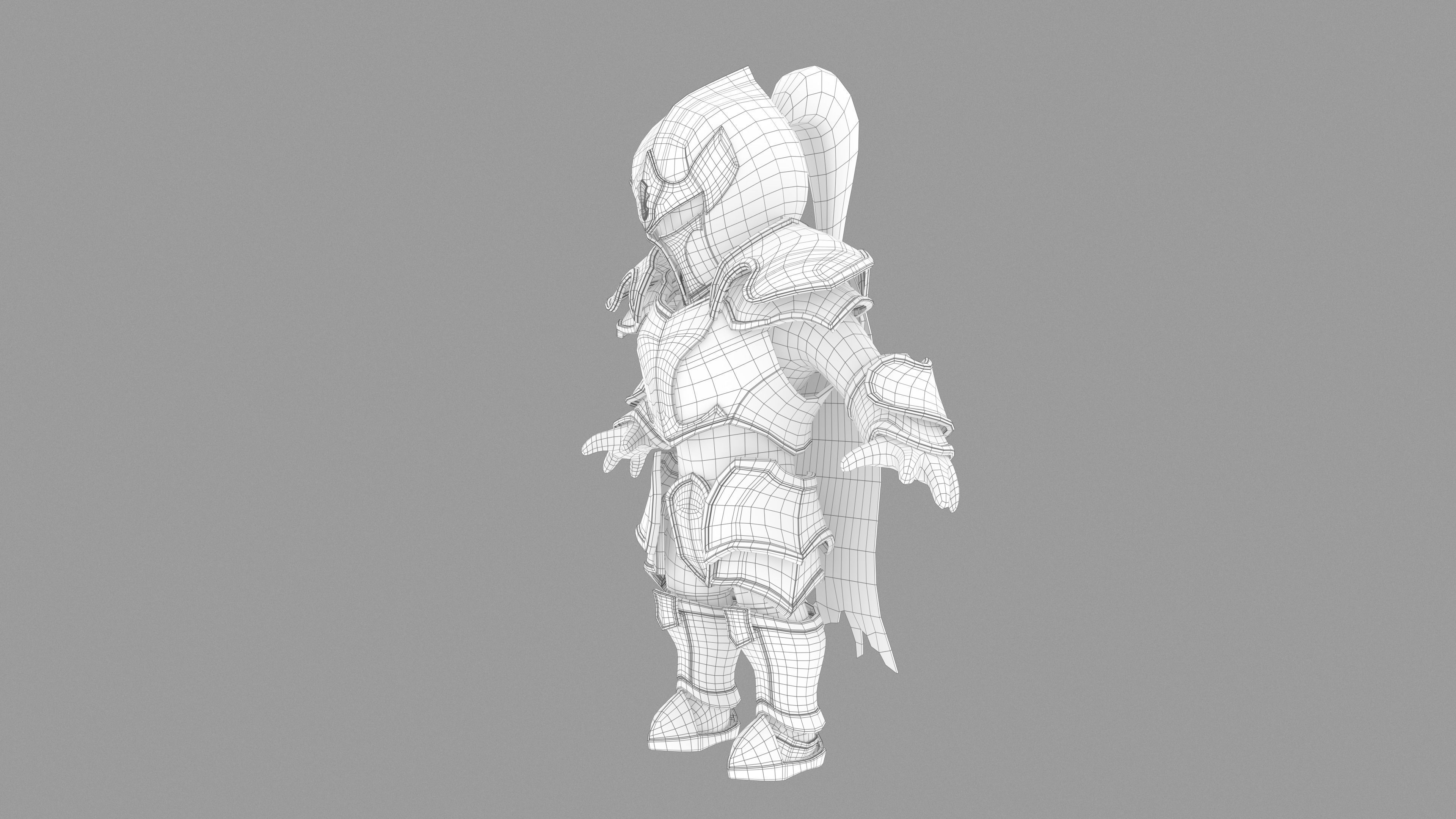 Warrior knight in armor Low-poly 3D model_9