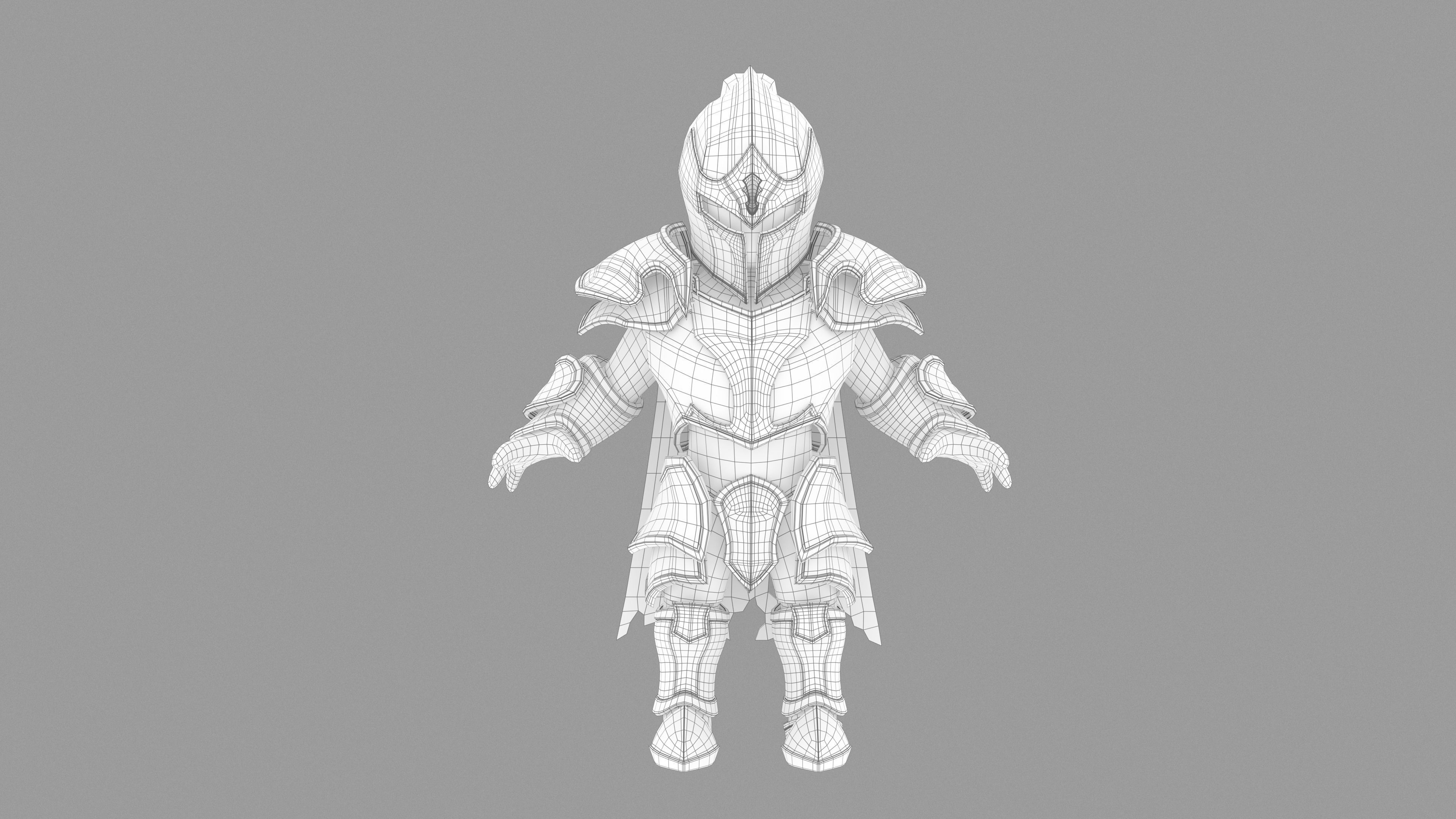 Warrior knight in armor Low-poly 3D model_8