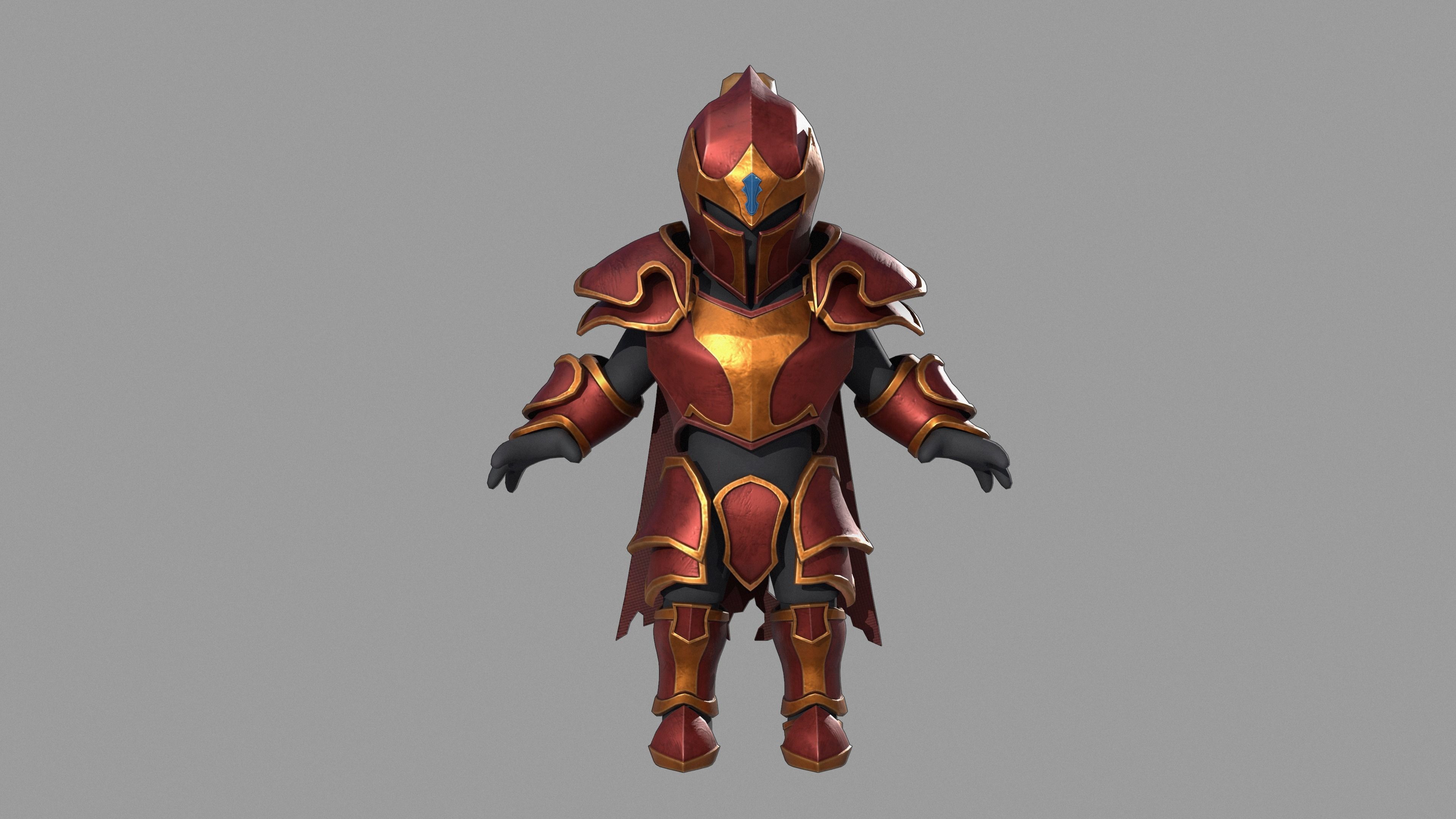 Warrior knight in armor Low-poly 3D model_4
