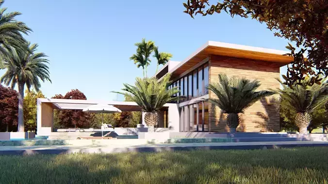 Villa C6 - Sketchup dwg lumion render picture 3D model