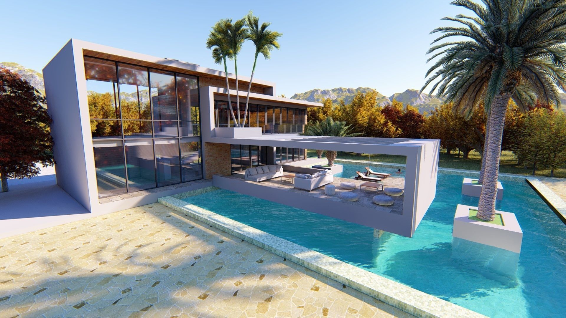 Villa C6 - Sketchup dwg lumion render picture 3D model_10