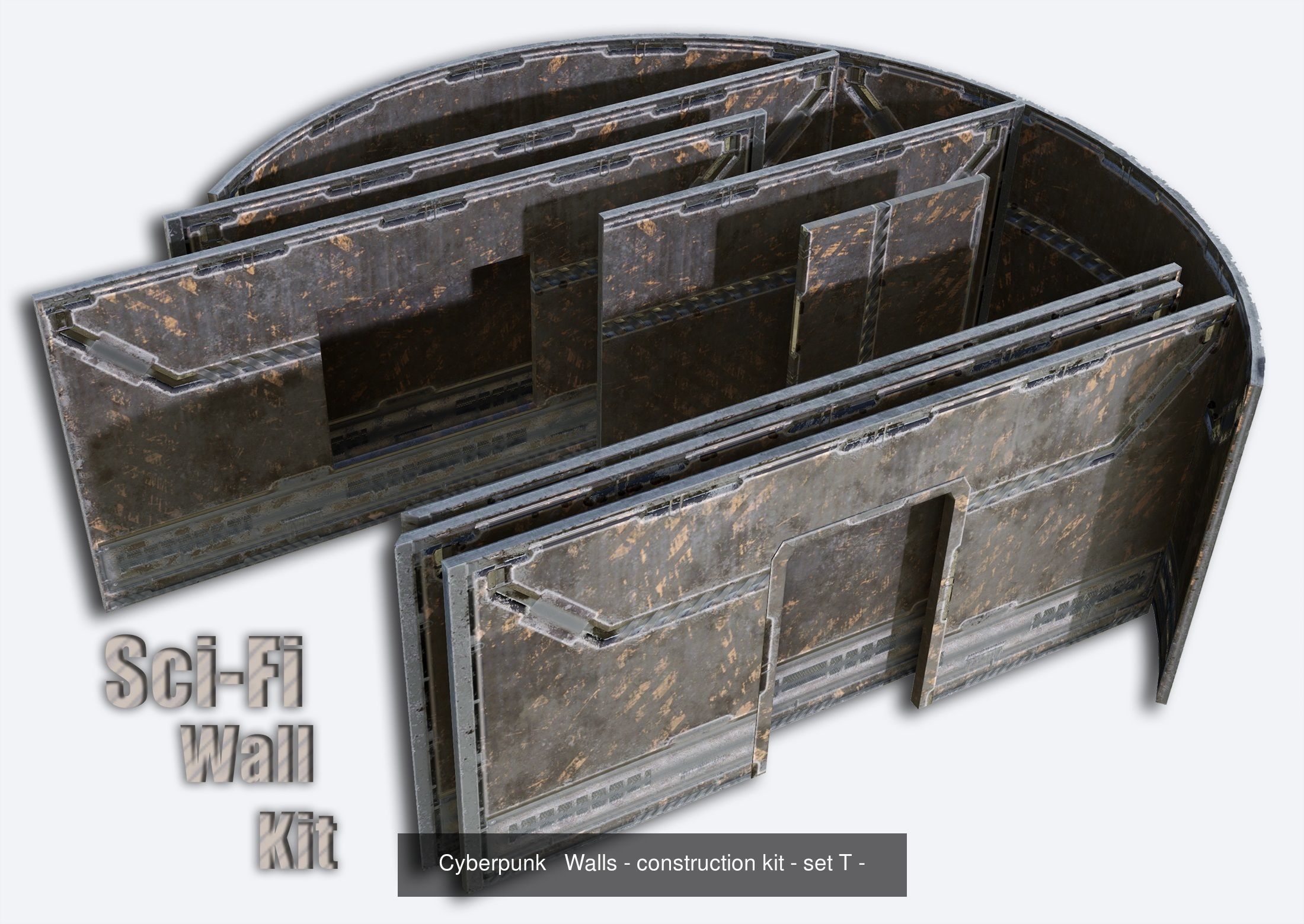 sci-fi  modular building -  cyberpunk construction 3D Model Collection_45