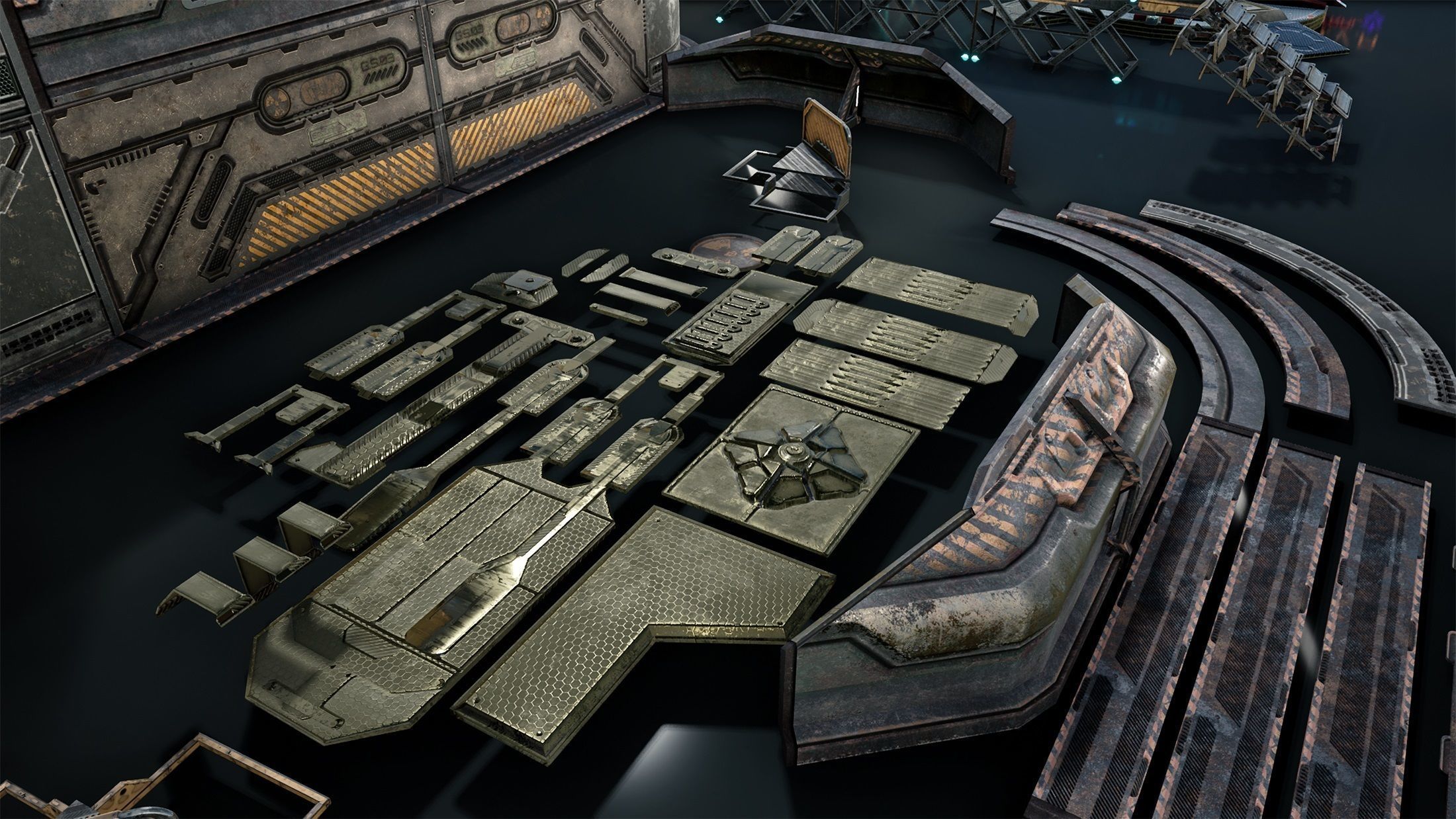 sci-fi  modular building -  cyberpunk construction 3D Model Collection_14