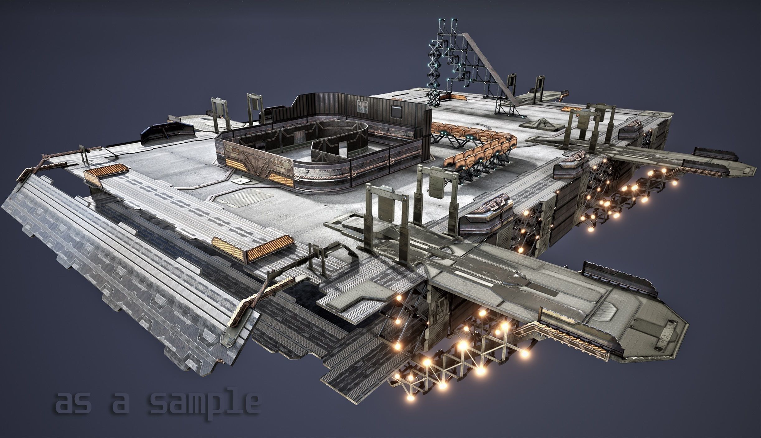 sci-fi  modular building -  cyberpunk construction 3D Model Collection_5