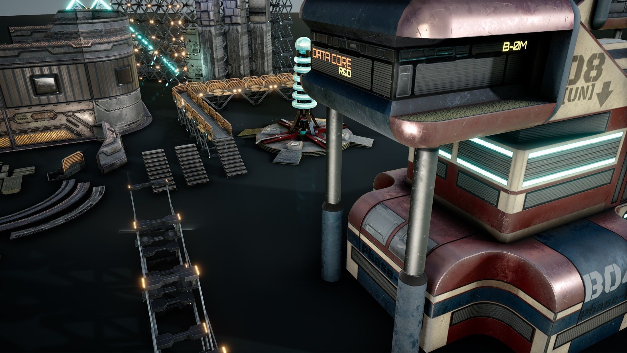 sci-fi  modular building -  cyberpunk construction 3D Model Collection_16