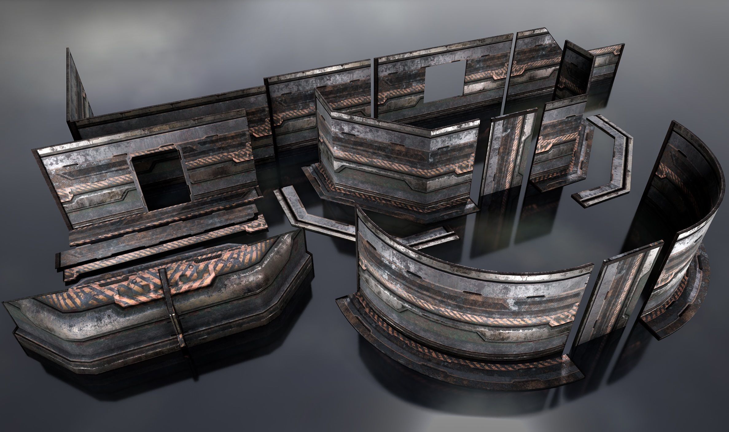 sci-fi  modular building -  cyberpunk construction 3D Model Collection_18