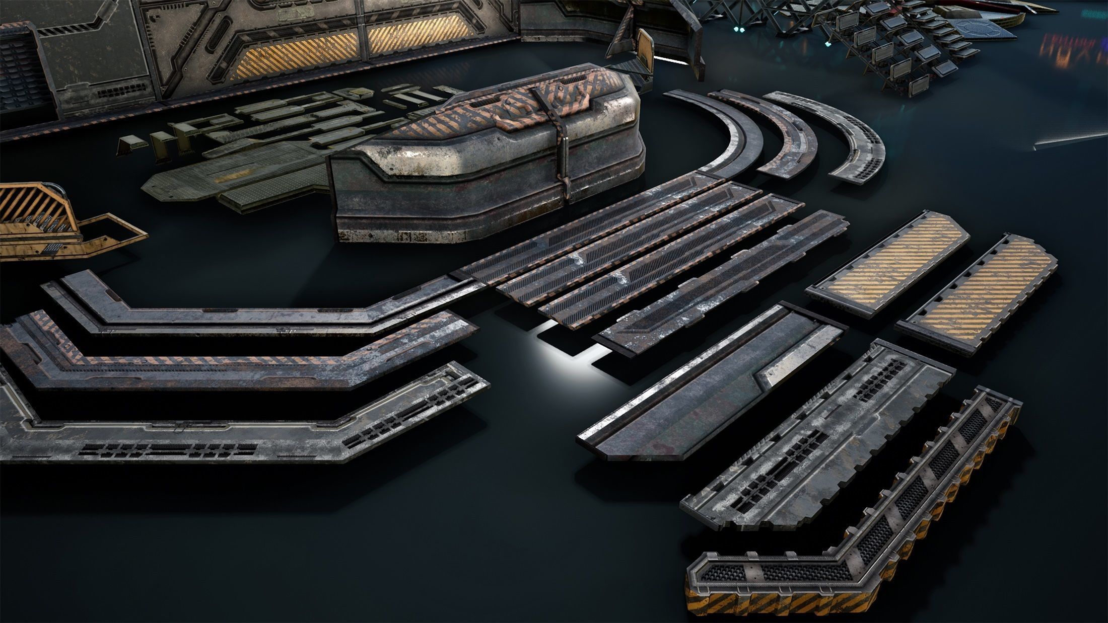 sci-fi  modular building -  cyberpunk construction 3D Model Collection_10