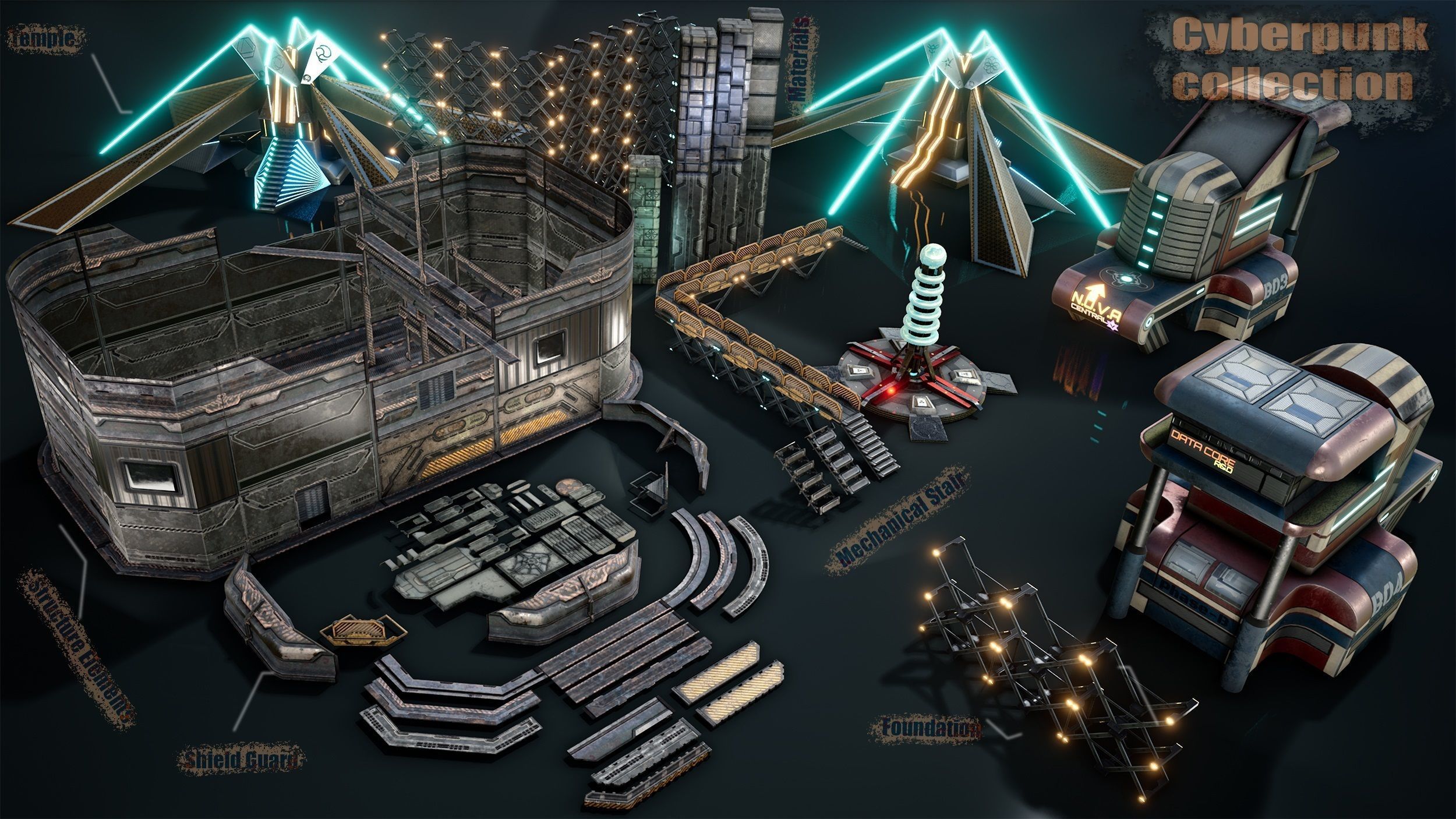 sci-fi  modular building -  cyberpunk construction 3D Model Collection_50