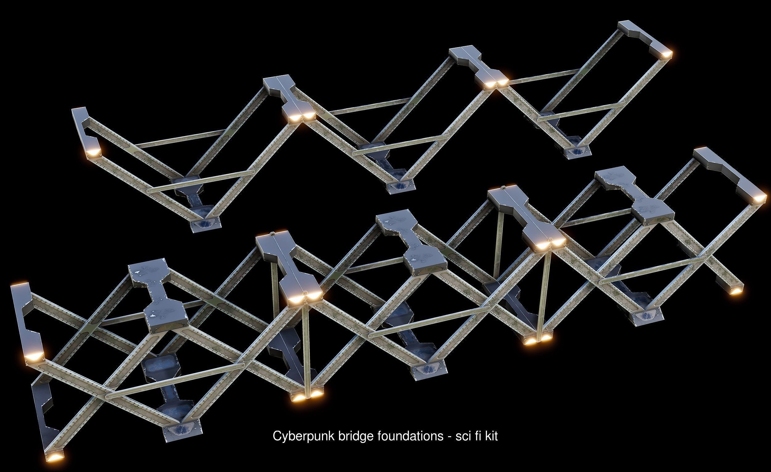 sci-fi  modular building -  cyberpunk construction 3D Model Collection_28