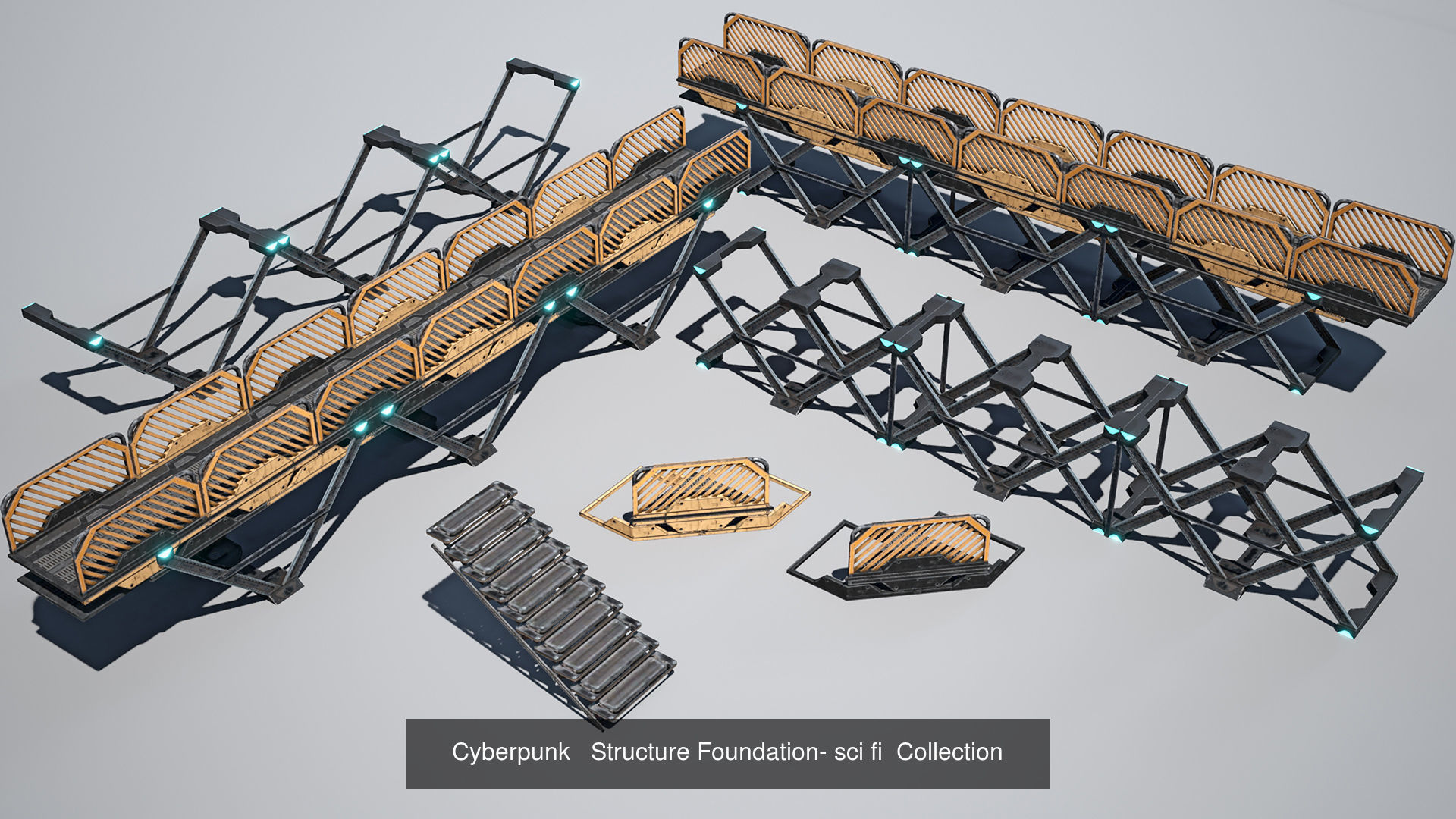 sci-fi  modular building -  cyberpunk construction 3D Model Collection_13