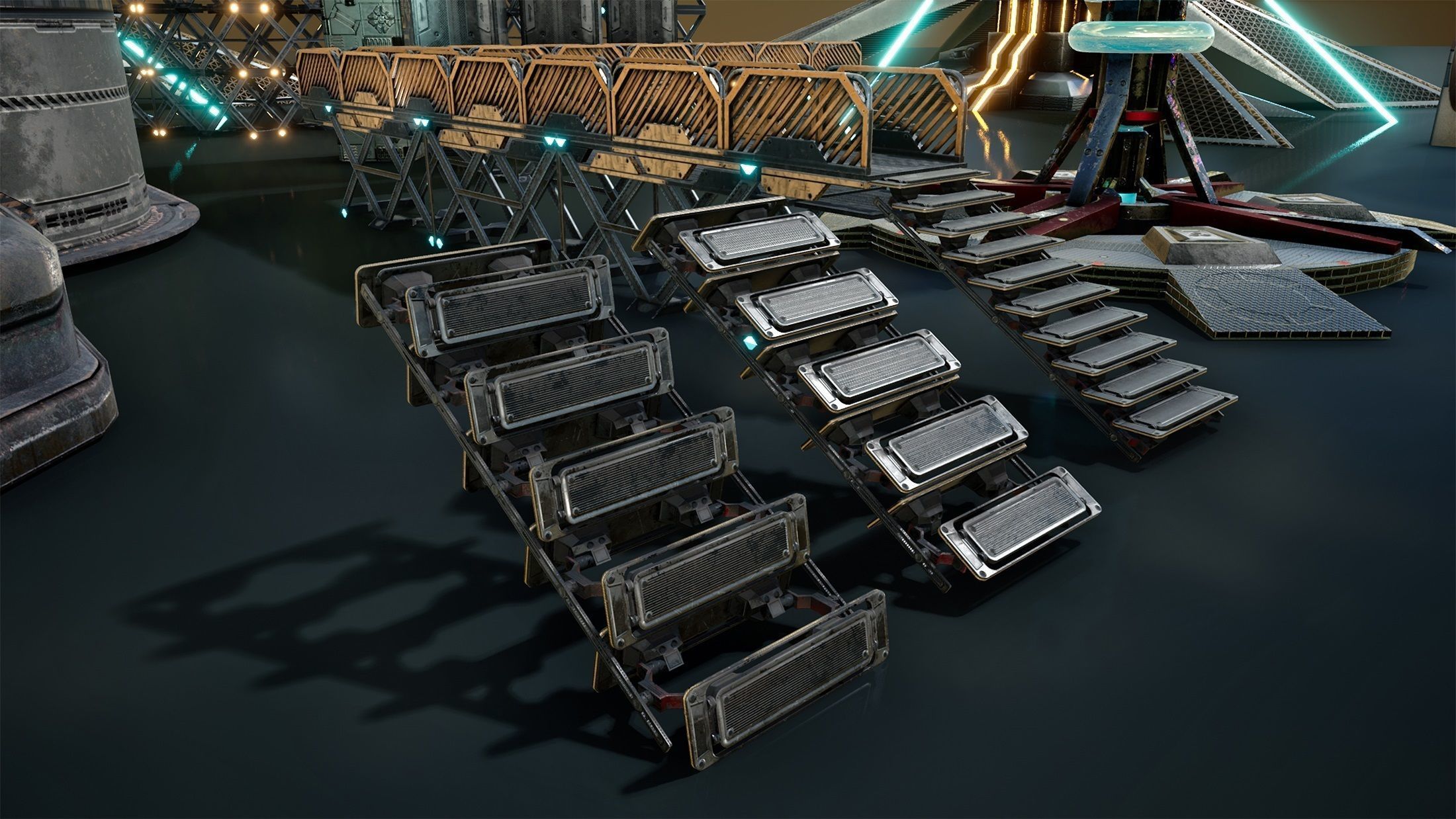 sci-fi  modular building -  cyberpunk construction 3D Model Collection_11