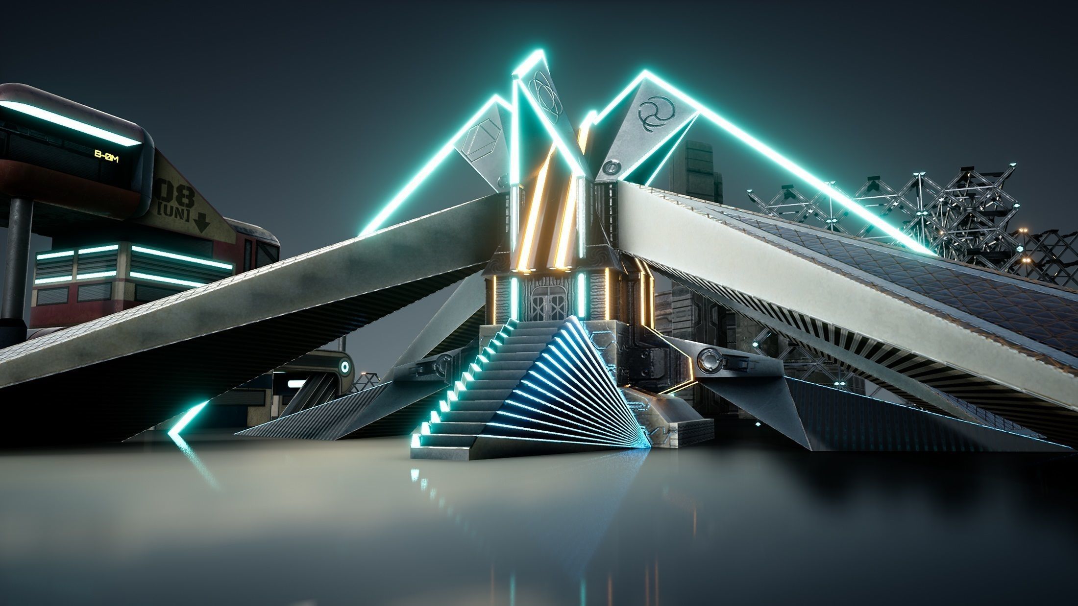 sci-fi  modular building -  cyberpunk construction 3D Model Collection_41